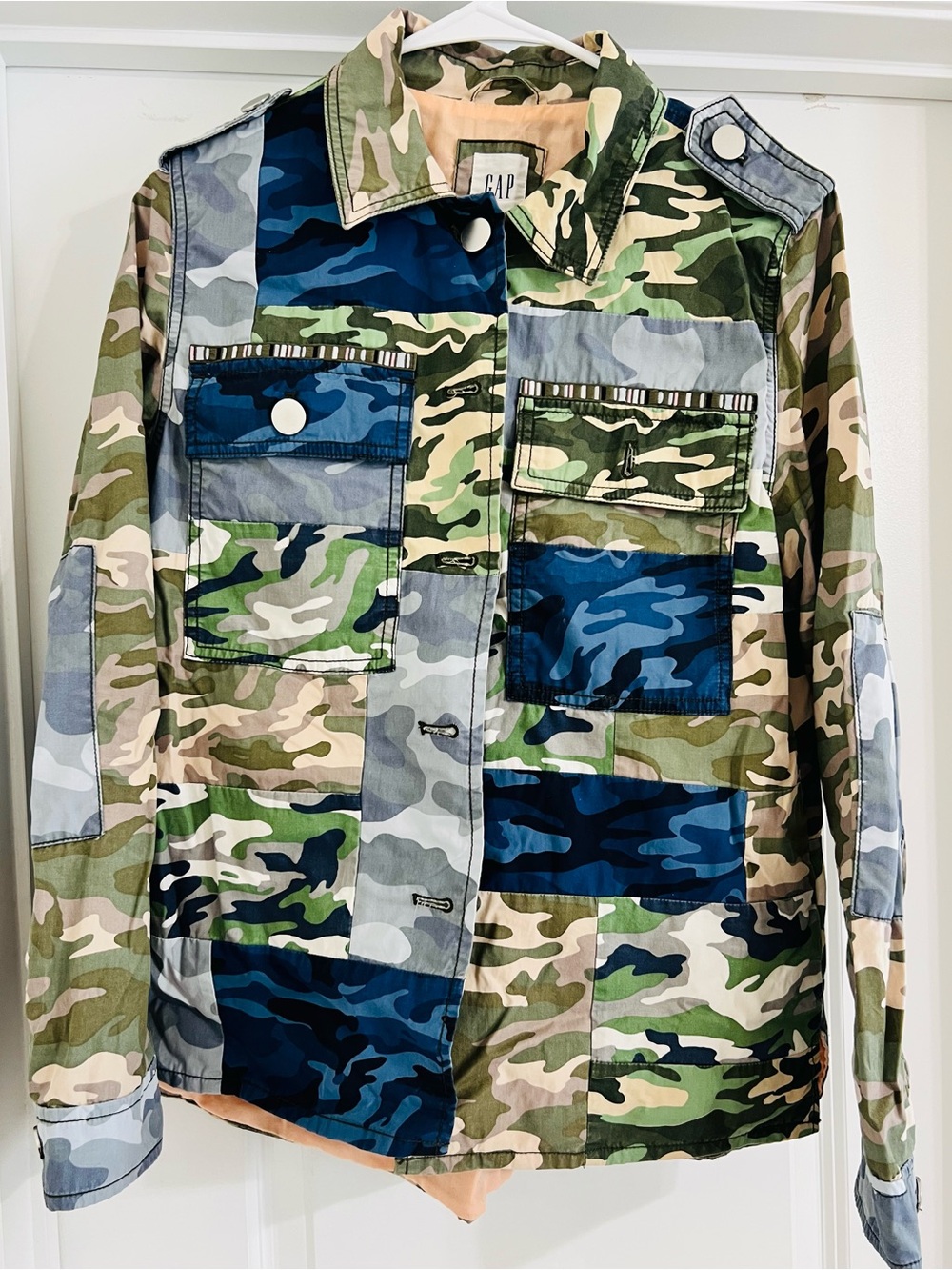 GAP Patchwork Camo Field Jacket - Green/Blue Camo